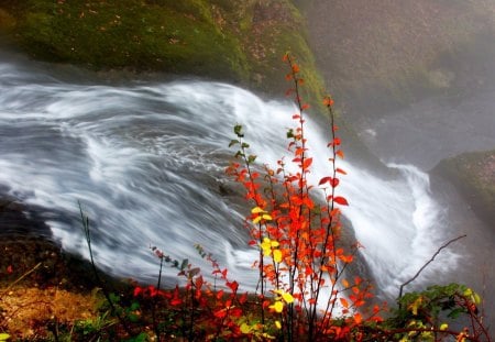 *** Waterfall in autumn colors *** - nature, waterfalls, autumn, trees