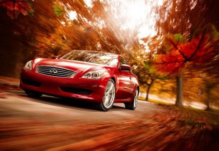 *** Autumn ride *** - nature, ride, autumn, car, red, color