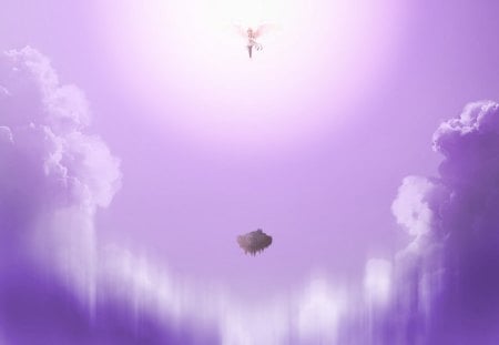 Angel - girl, anime, angel, sky