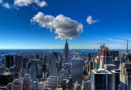 fabulous view of new york city hdr - clouds, view, hdr, skyscrapers, city