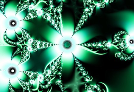 From the darkness comes the green. - night time, abstract, green colored, dark, fractal