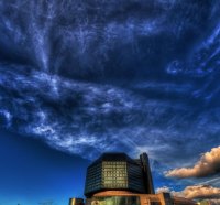 beautiful sky over the national library in minsk belarus hdr