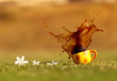 * Coffee on flowery meadow ... only with you * - meadow, drink, coffee, food, cup, flowery