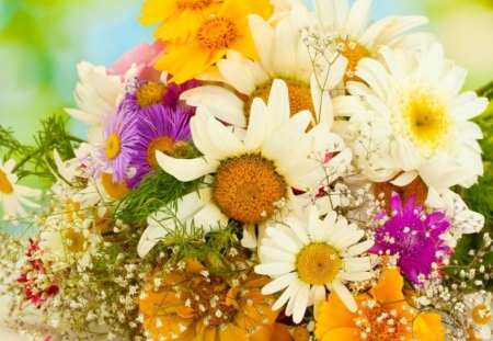 A bright bouquet of wild flowers - bouquet, flowers, wilds, roses