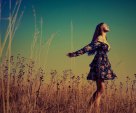 Happy girl in bright sundress