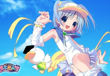 moetan - sky, girl, animal, anime, loli, manga