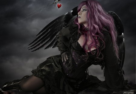 Angelheart - fantasy, angel, heart, dark