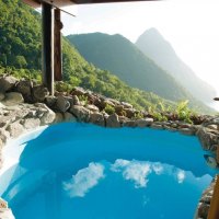 View out from Ladera Spa in St Lucia Caribbean