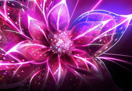 Pink flower - fractal, purple, art, abstract, pink, blue, flower