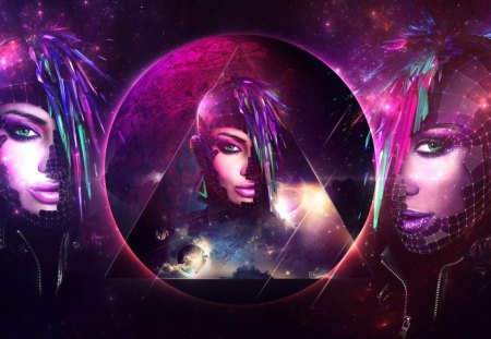 SPACE WARRIOR Ultimate - bananamoon, woman, universe, purple, warrior, photoshop, planet, space