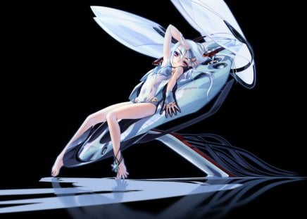 Anime girl - anime, long legs, girl, long hair, white hair