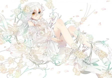 Cute anime girl - anime, white, white clothes, girl, cute, white hair