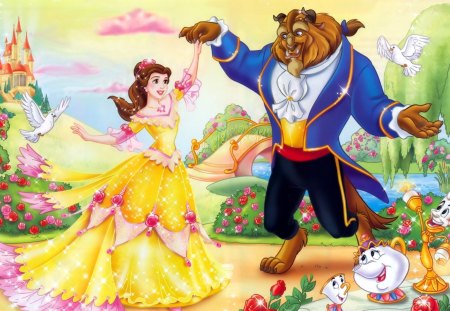 ~Belle & The Beast~ - Disney, beauty, romance, love, magical, beast, Belle, colorful, prince, movie, princess, dancing, fairy tale