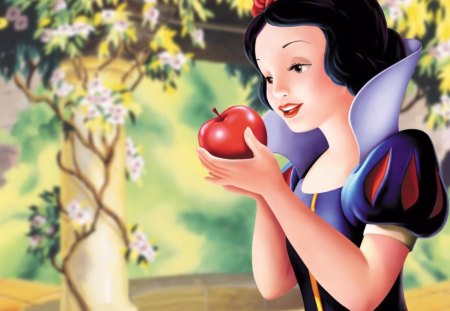 ~Snow White~ - princess, movie, red apple, black hair, beautiful, snow white, fairy tale, disney, classic