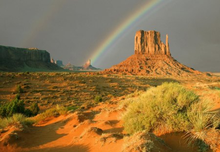 rainbow - nature, rainbow, mountain, cool