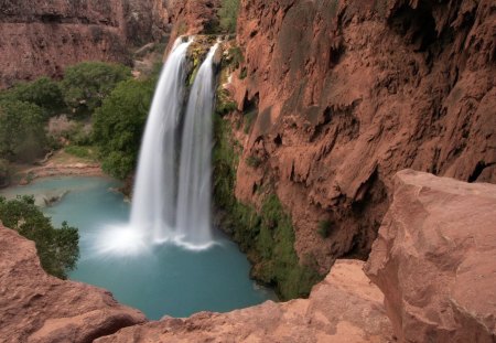 waterfall - nature, mountain, waterfall, cool