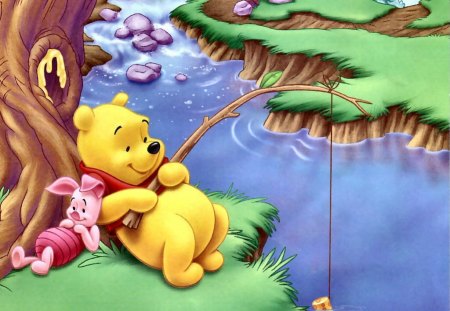 cute pooh - piglet, bear, cartoon, pooh