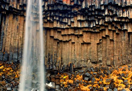 Waterfall from Iceland - colorful, iceland, waterfall, rocks