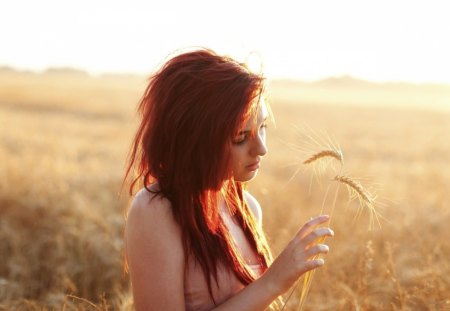 redheads girls in nature - nature, girls, hair, red