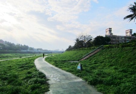 Streams path - path, take a walk, streams, grass