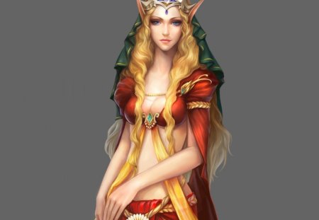 Elf girl - abstract, fantasy, girl, crown, art