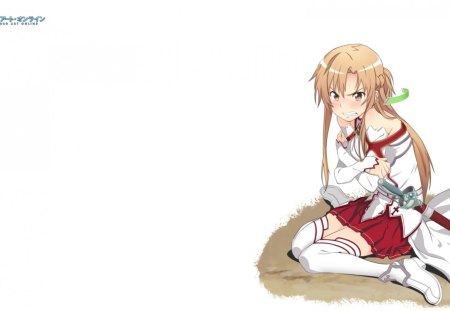 Asuna HP - guard, thigh highs, knight, thighhighs, vrmmorpg, black hair, kirigaya kazuto, blonde hair, cool, game, yuuki, land, manga, skirt, warrior, fighting, stunning, kirito, jacket, war, beautiful, holding hands, fairy, uniform, video games, duel, beauty, nice, sky, broken heart, hp, black, rpg, sao, fantasy, brown hair, mmorpg, spirit, painting, pretty, protect, clouds, family, anime, orange, yuuki asuna, sword, cute, sword art online, blades, love, kirigaya, fighter, attack, cg, world, hugr, helment, floating, digital, blonde, outfit, kazuto