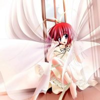 Anime girl in wind dress