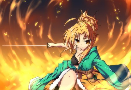 oda nobuna - yabou, female, oda, blond, nobuna