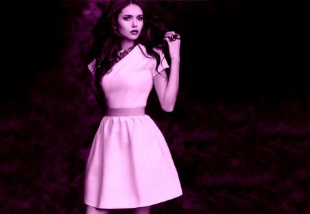 Nina Dobrev - pink, beauty, actress, girl, dress, elena gilbert, movie, tv series, woman, nina dobrev