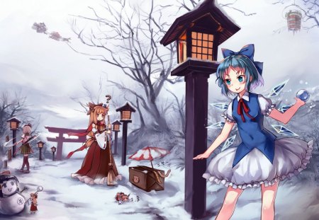 Touhou - sky, touhou, anime, snow