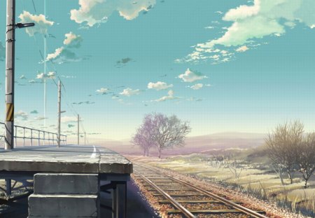 Grain Railway Track - railway, sky, digital art, trick, betak