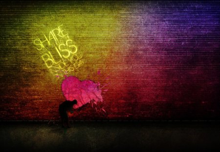 share the bliss - share, bliss, graffiti, colors, hearth, fl4shb4ck