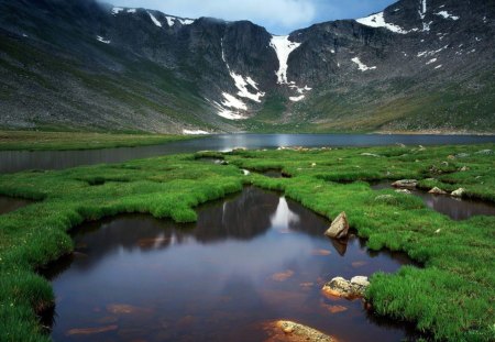 Lakes and mountain - landscape, nature, lakes, mountain