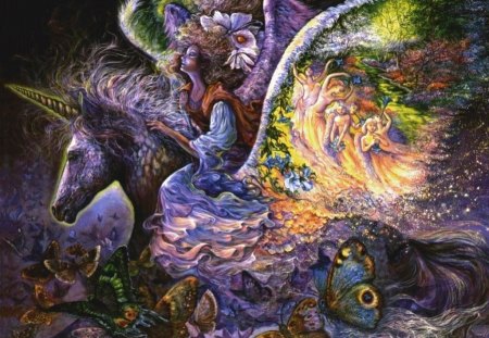 Wings - women, wings, winged, butterfly, art, josephine wall, pegasus, flowers, dancing