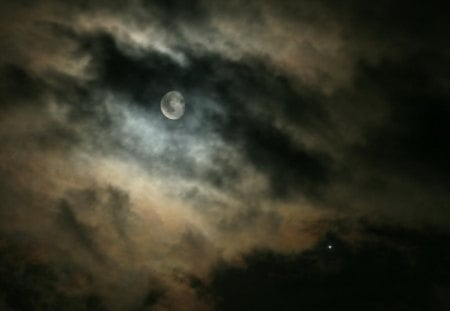 Moons and Jupiter   - moon, sky, jupiter, night, space