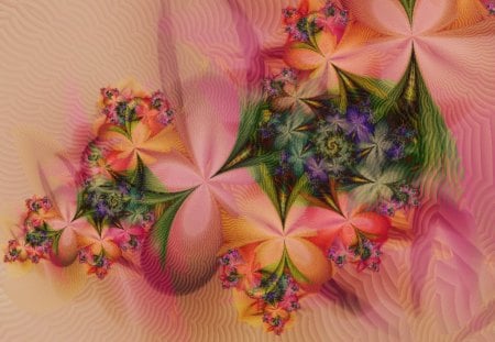 Bouquet Fractal - flowers, soft pink, ripples