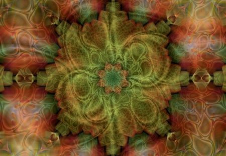 Fruit Squash - fractal, olive green, rust coloured