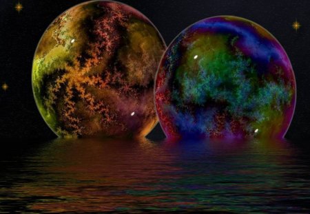 Mystical Planets - planets, spheres, water, orbs