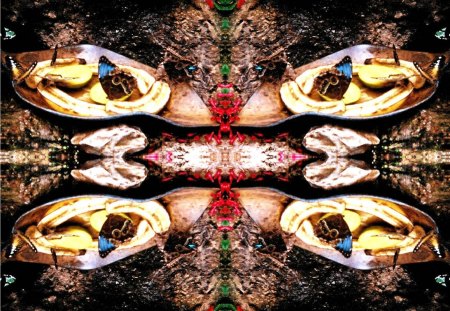 butterfly Bedding (Wide screen) - art, butterfly, abstract, mirror image