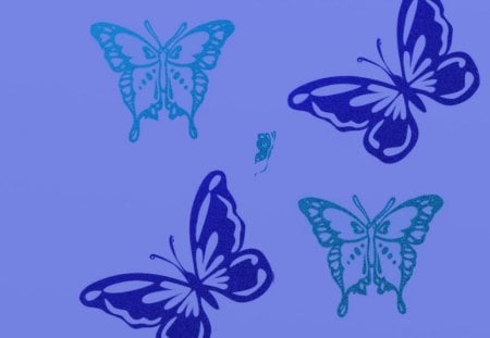 butterflies in blue - pretty, teal, blue, wallpaper