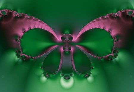 Party Butterfly (widescreen) - fractal, green, pink butterfly