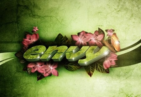 KG Envy - flowers, envy, typo, 1, green, butterfly, sin, 3d