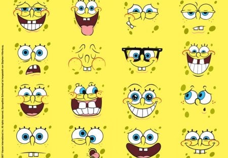 spogne bob faces - spongebob, yellow, jelly fishing, faces