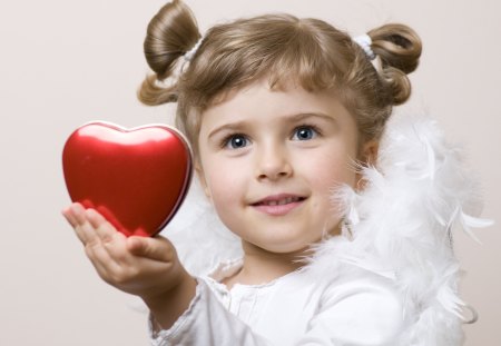 Heart from an angel - kid, cupid, heart, cute, angel, love, child