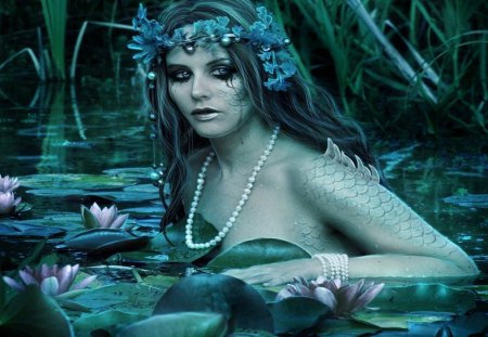 Swamp Siren - woman, water, fantasy, swamp