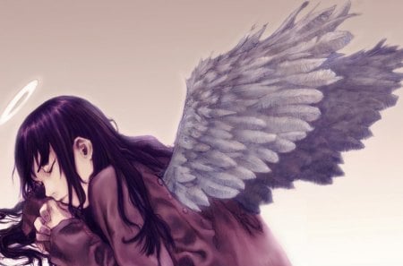 Reki One Last Chance - grey wings, long hair, halo, cant think of a fourth