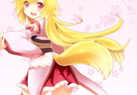 Don't Look At Me!! - tail, girl, animal ears, long hair, pink outfit, pretty, anime, cute, blonde