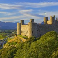 beautiful ancient castle on a hill