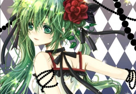 Hatsune Miku - pretty, anime, vocaloid, female, dress, hatsune miku, green eyes, green hair, long hair, superstar, ribbon, idol, gown, anime girl, beautiful, hot, singer, girl, sundress, beauty, sweet, flower, miku, diva, cute, sexy, vocaloids