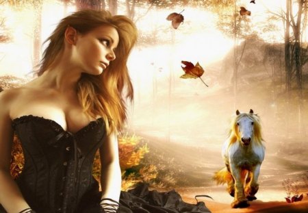 Feel last Summer - woman, horse, fantasy, light